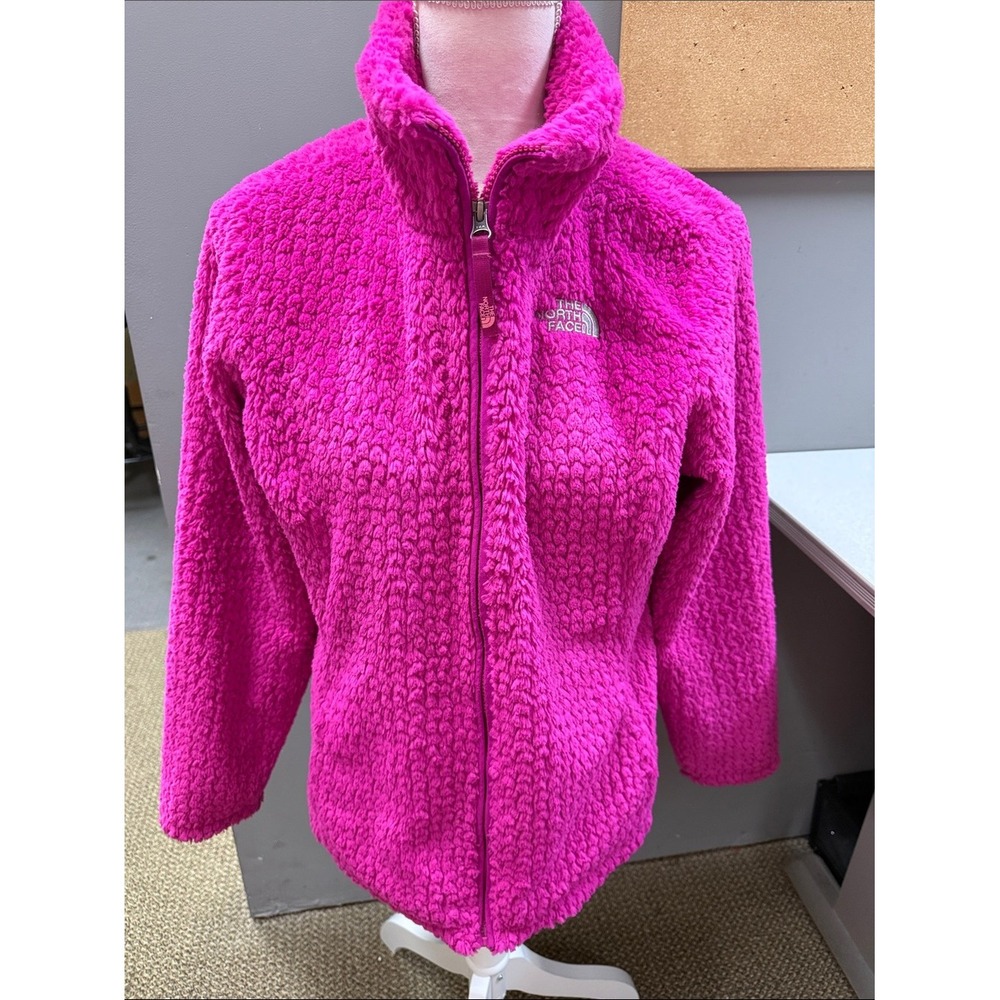 The North Face Girls XL 18 Hot Pink Fuzzy Fleece Full Zip Jacket